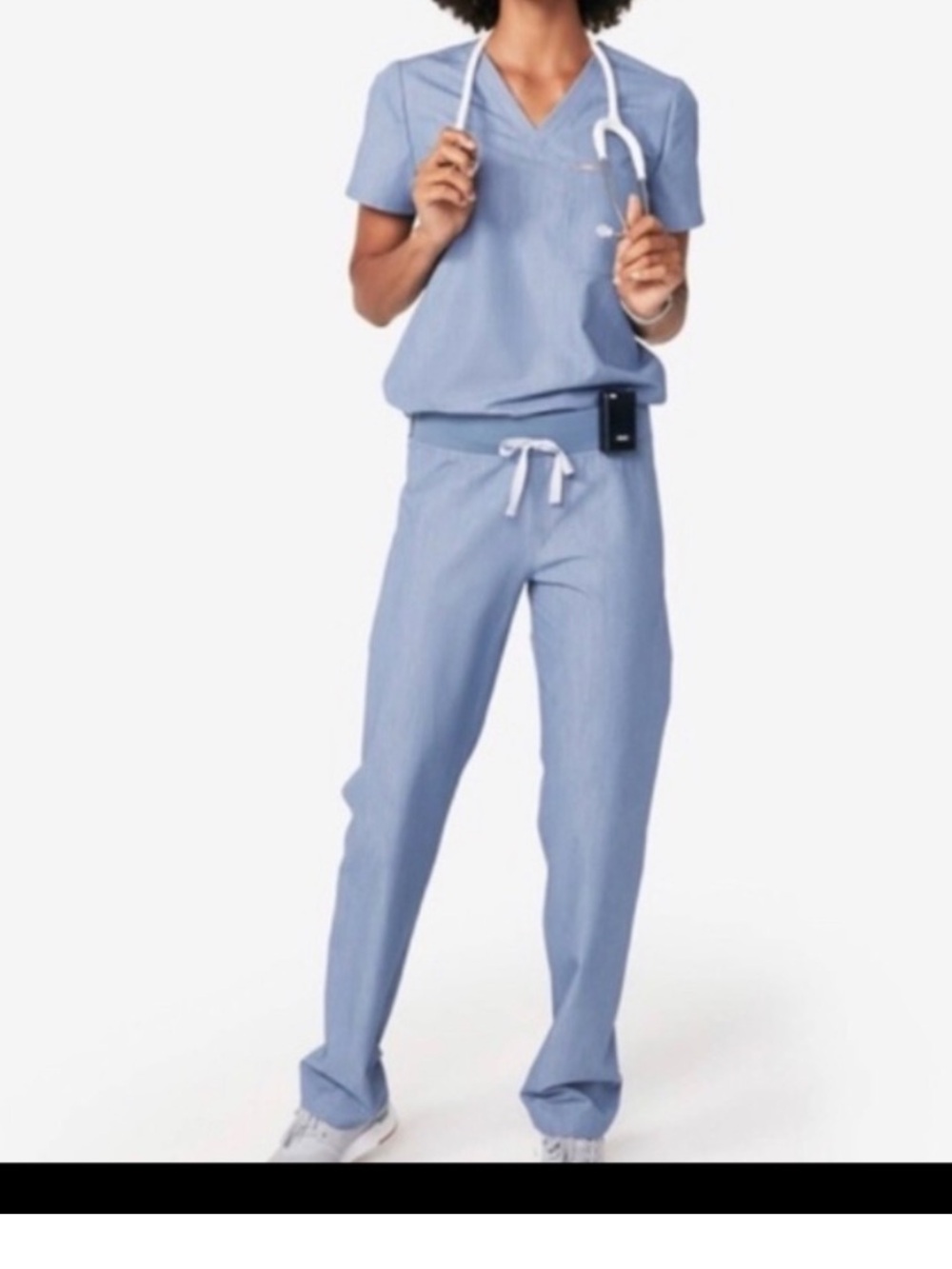 Figs Women’s Livingston Straight Leg Drawstring Blue and Gray Scrub Pants Medium
